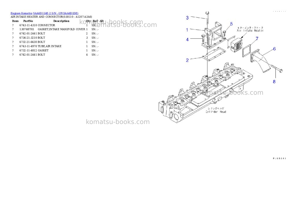Komatsu saa6d114e-2 s/n .-up Parts catalog cover Page 10