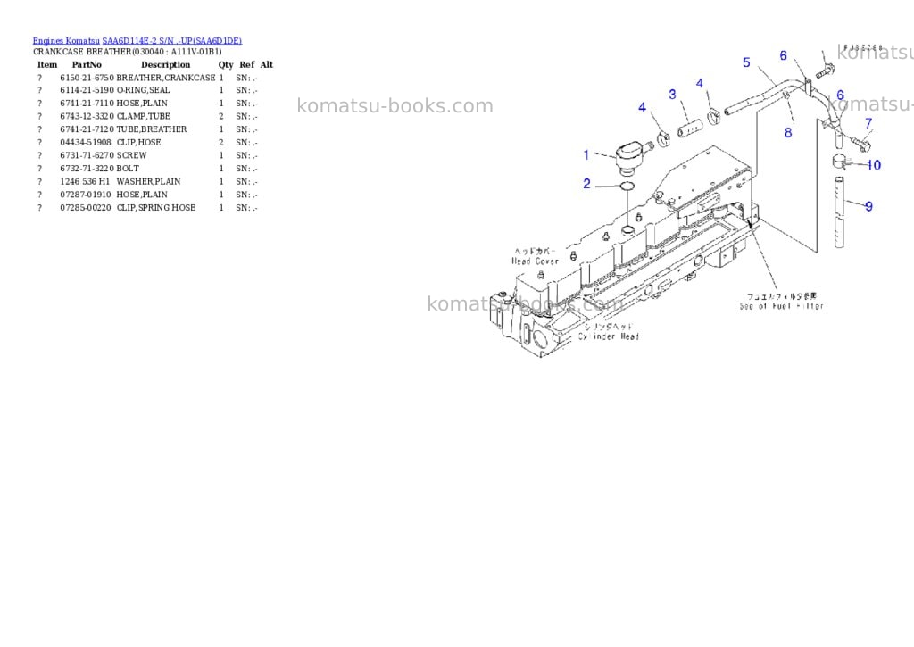 Komatsu saa6d114e-2 s/n .-up Parts catalog cover Page 3