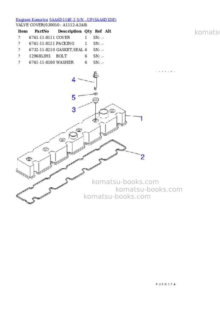 Komatsu saa6d114e-2 s/n .-up Parts catalog cover Page 4