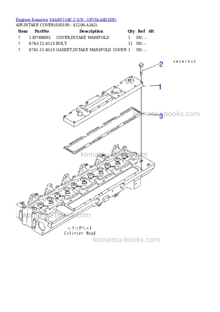 Komatsu saa6d114e-2 s/n .-up Parts catalog cover Page 9