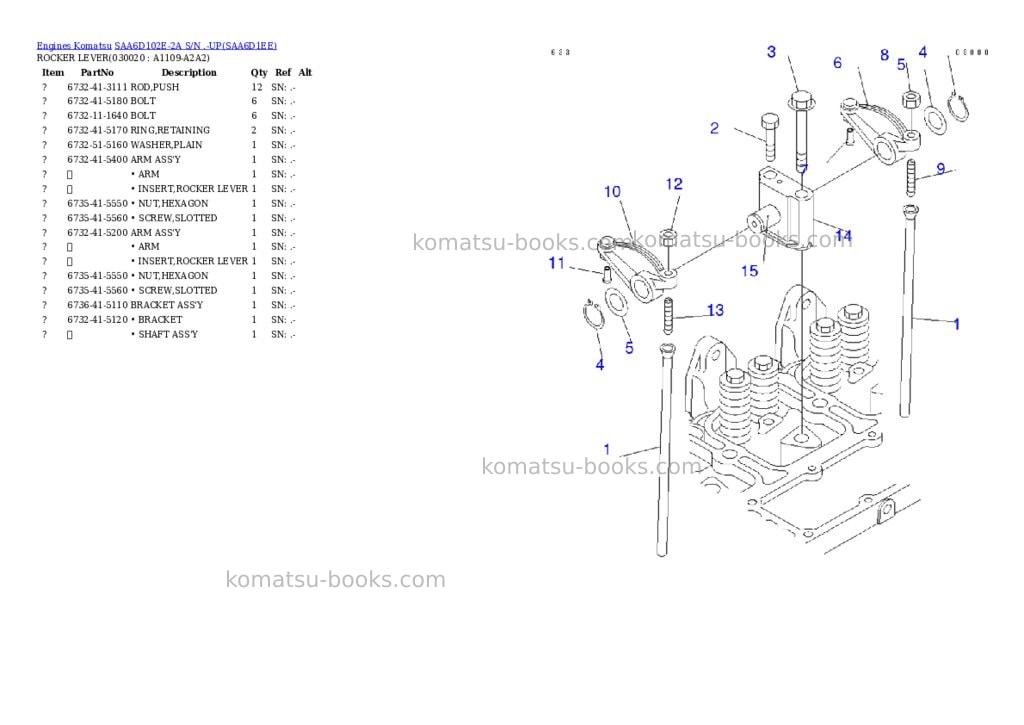 Komatsu saa6d102e-2a s/n .-up Parts catalog cover Komatsu saa6d102e-2a s/n .-up Parts catalog cover