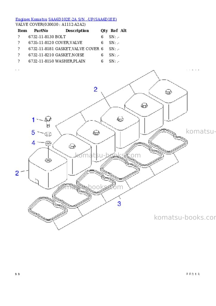 Komatsu saa6d102e-2a s/n .-up Parts catalog cover Page 2 Komatsu saa6d102e-2a s/n .-up Parts catalog cover Page 2