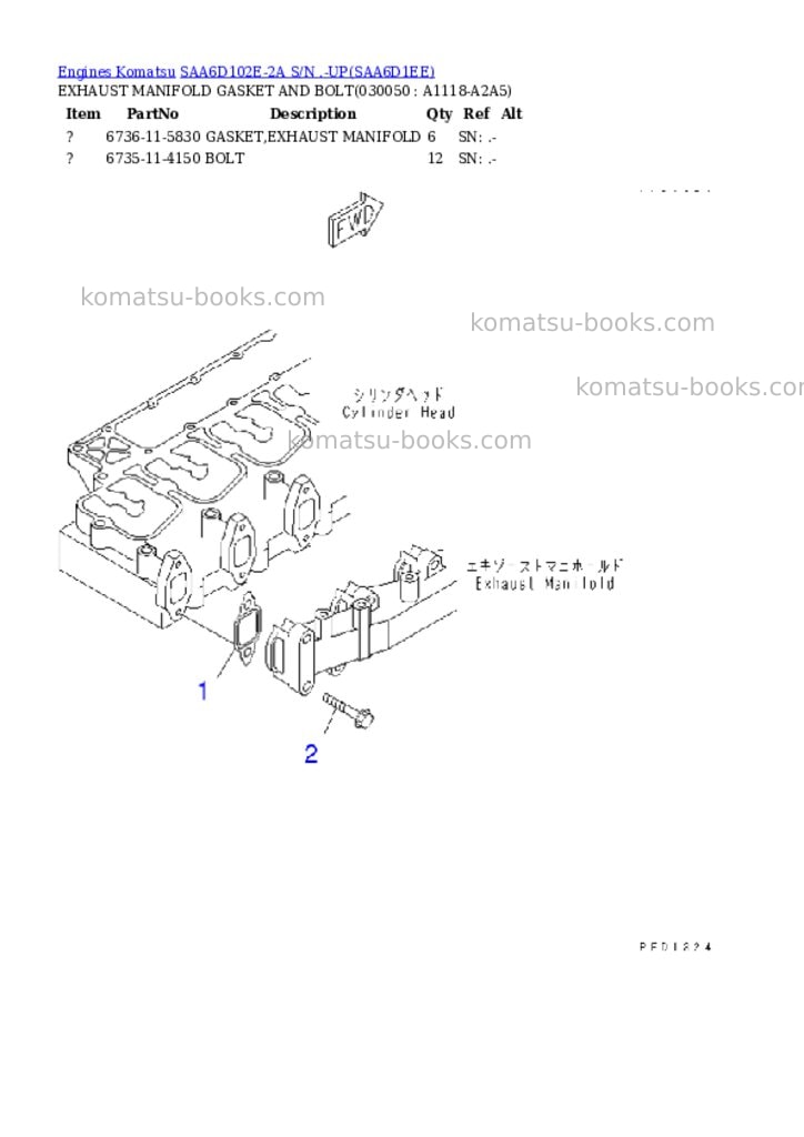 Komatsu saa6d102e-2a s/n .-up Parts catalog cover Page 4 Komatsu saa6d102e-2a s/n .-up Parts catalog cover Page 4