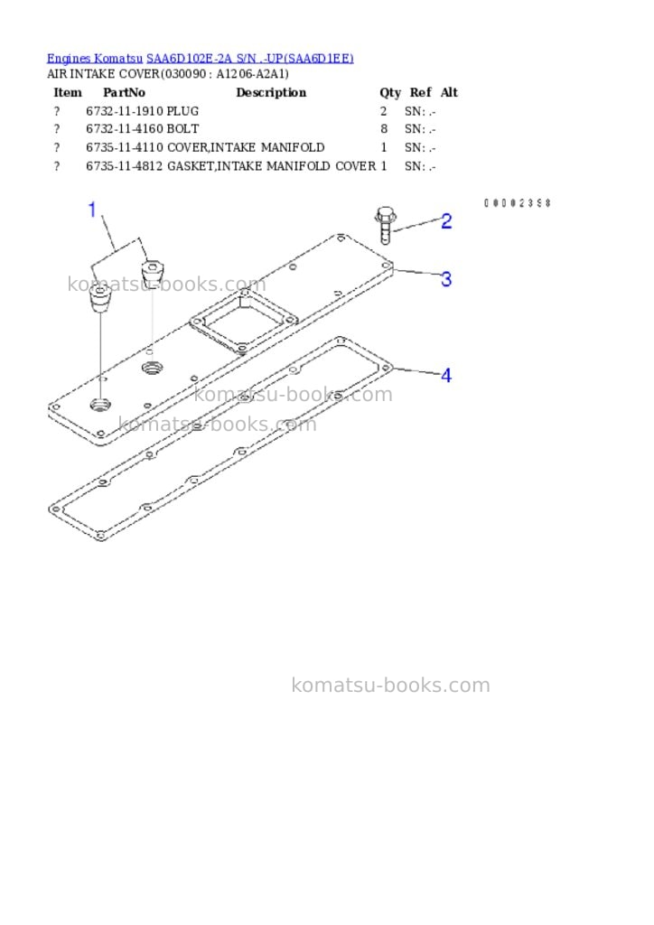Komatsu saa6d102e-2a s/n .-up Parts catalog cover Page 8 Komatsu saa6d102e-2a s/n .-up Parts catalog cover Page 8