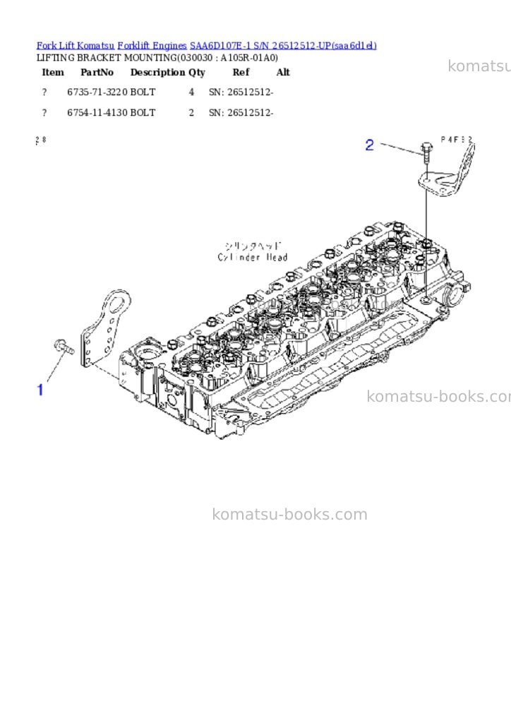 Komatsu SAA6D107E-1 S/N 26512512-UP Parts catalog cover Page 2