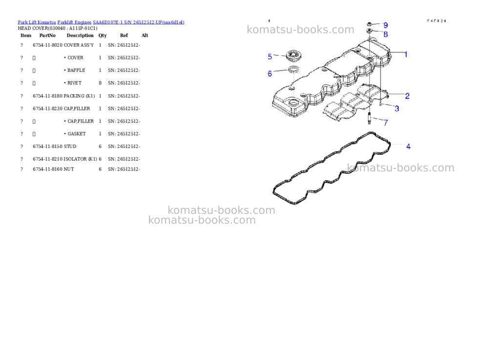 Komatsu SAA6D107E-1 S/N 26512512-UP Parts catalog cover Page 3