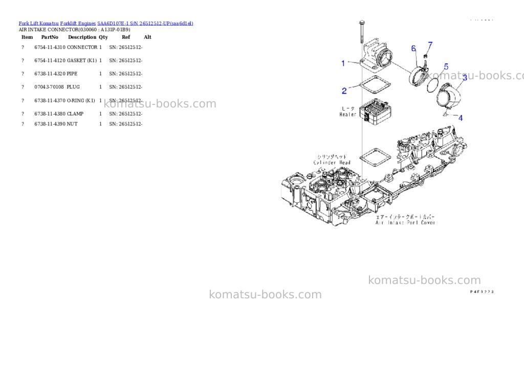 Komatsu SAA6D107E-1 S/N 26512512-UP Parts catalog cover Page 5
