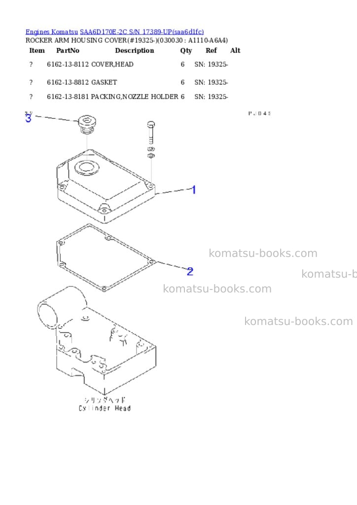 Komatsu saa6d170e-2c s/n 17389-up Parts catalog cover Page 2