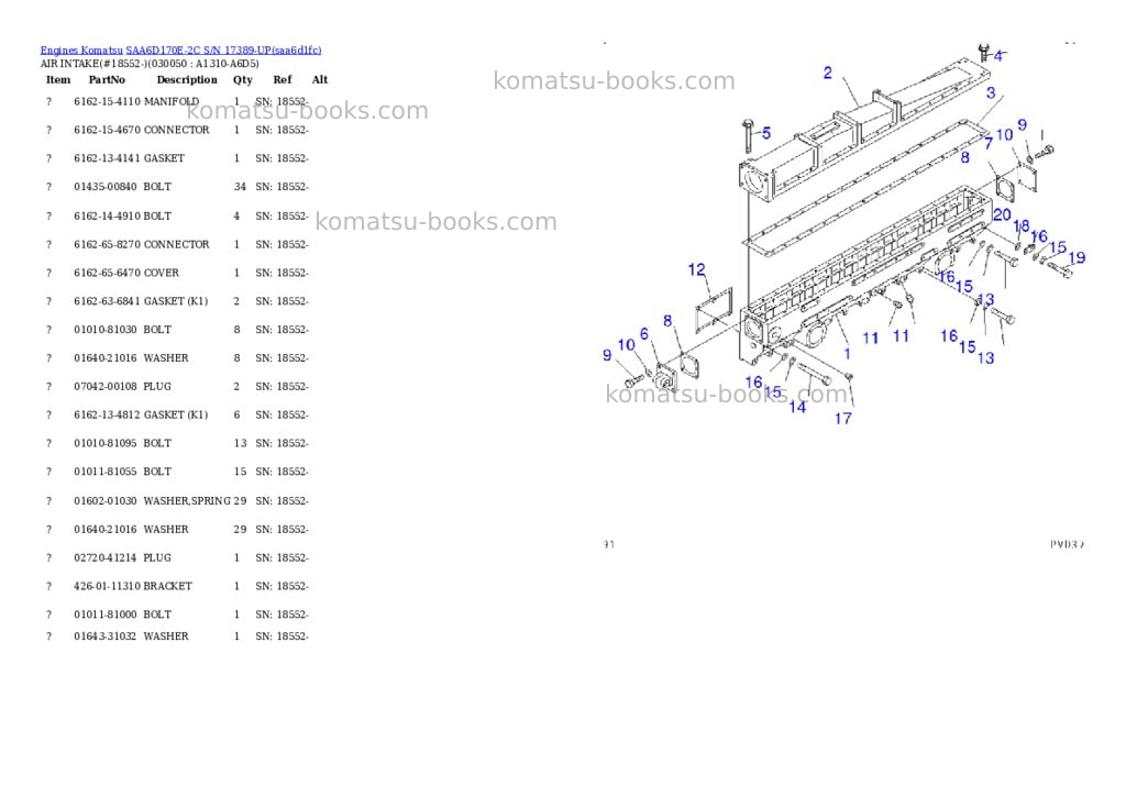 Komatsu saa6d170e-2c s/n 17389-up Parts catalog cover Page 4