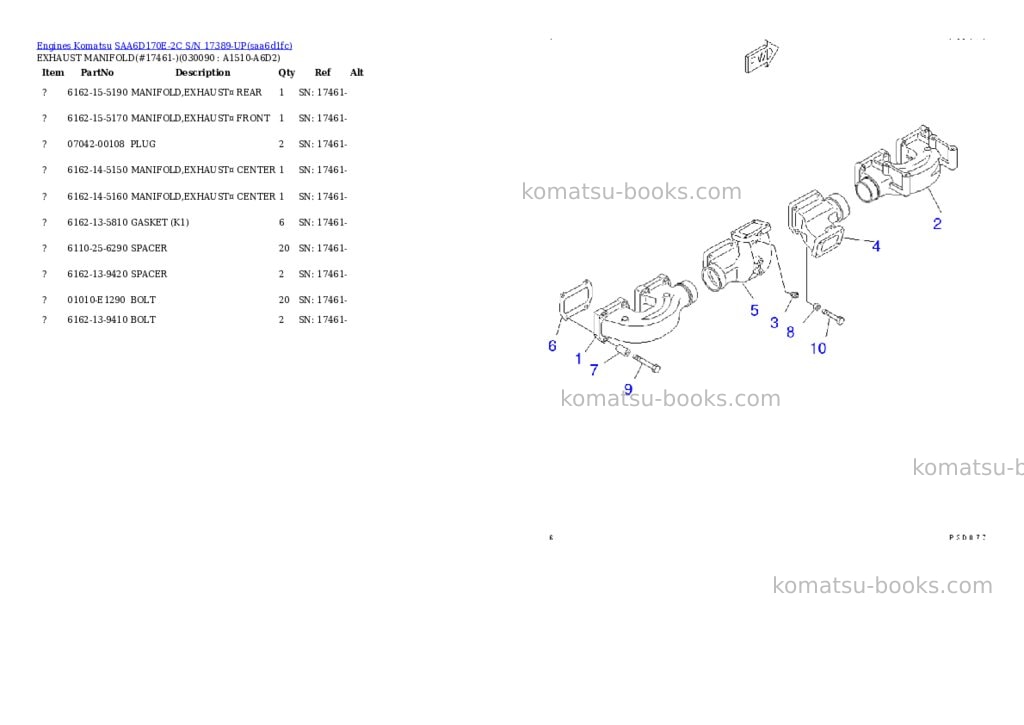 Komatsu saa6d170e-2c s/n 17389-up Parts catalog cover Page 8