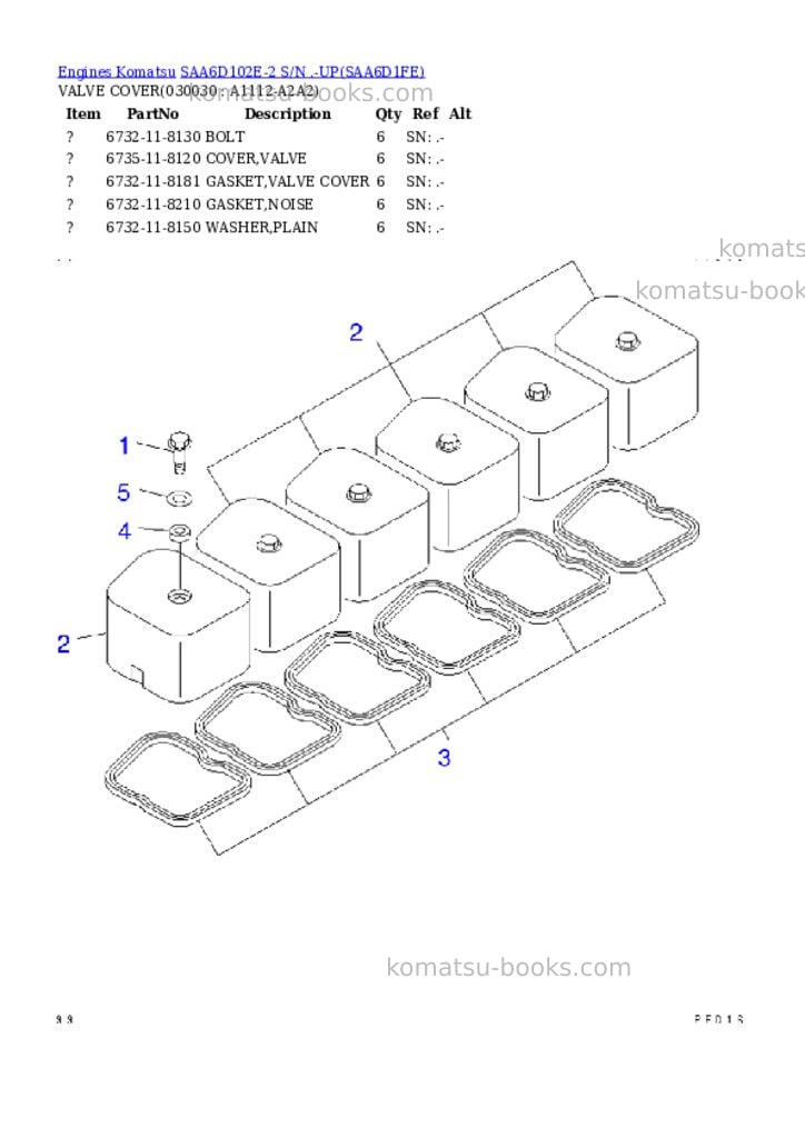 Komatsu saa6d102e-2 s/n .-up Parts catalog cover Page 2