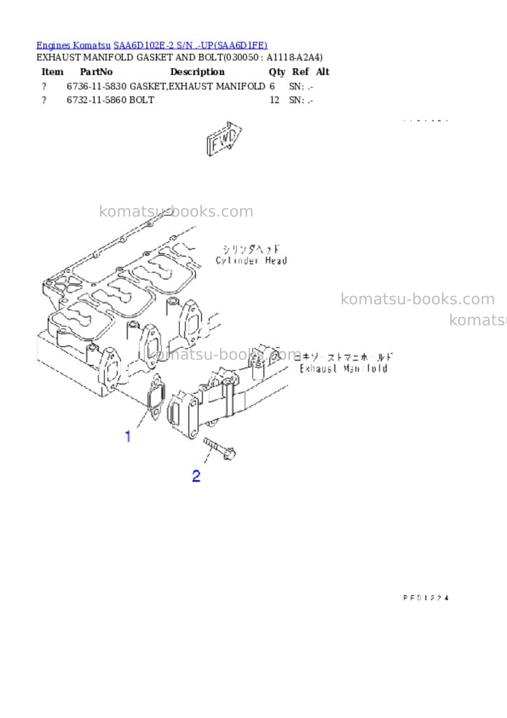 Komatsu saa6d102e-2 s/n .-up Parts catalog cover Page 4