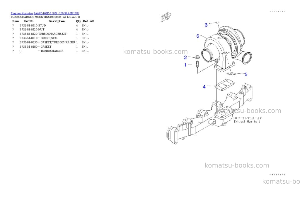 Komatsu saa6d102e-2 s/n .-up Parts catalog cover Page 5