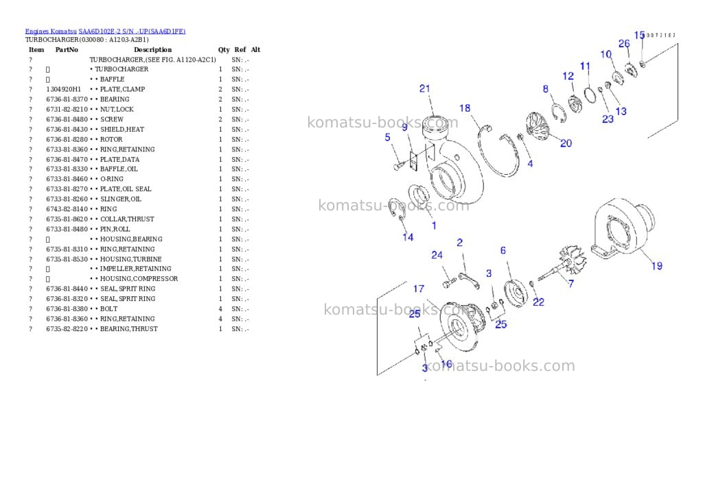 Komatsu saa6d102e-2 s/n .-up Parts catalog cover Page 7