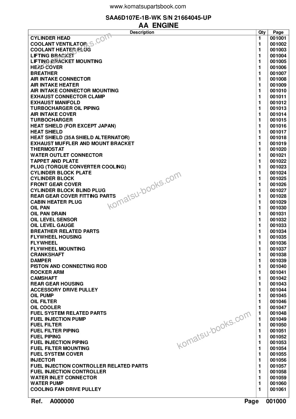Komatsu saa6d107e-1b-wk s/n 21664045-up Parts catalog cover Page 2