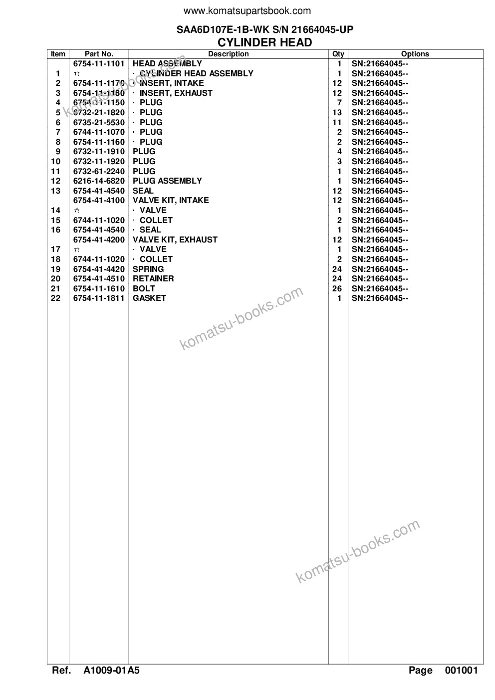 Komatsu saa6d107e-1b-wk s/n 21664045-up Parts catalog cover Page 5