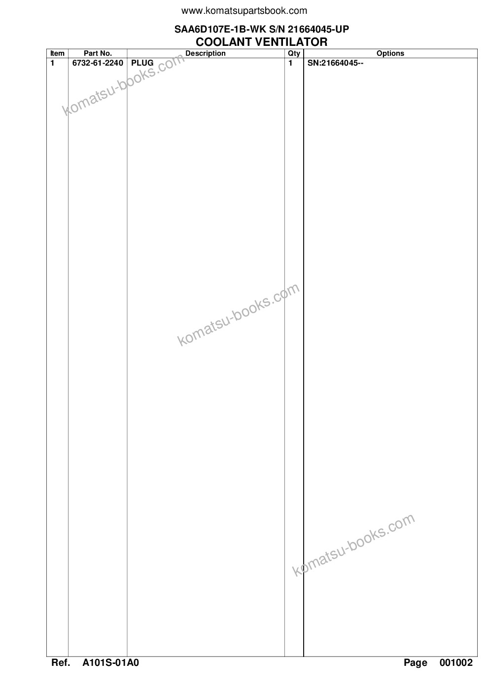 Komatsu saa6d107e-1b-wk s/n 21664045-up Parts catalog cover Page 7