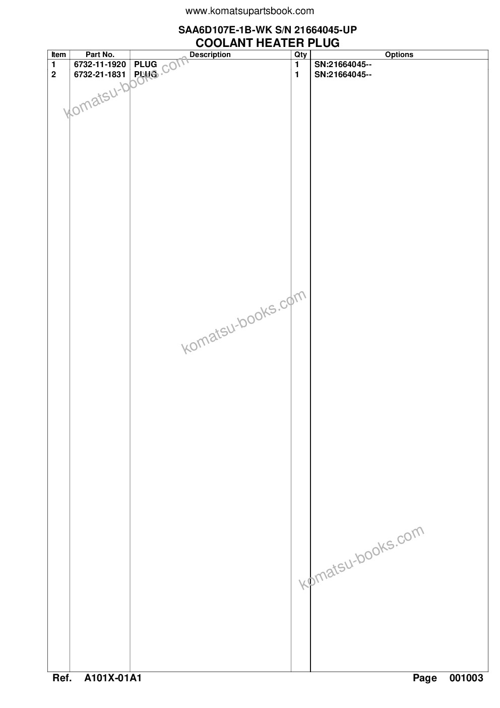 Komatsu saa6d107e-1b-wk s/n 21664045-up Parts catalog cover Page 9
