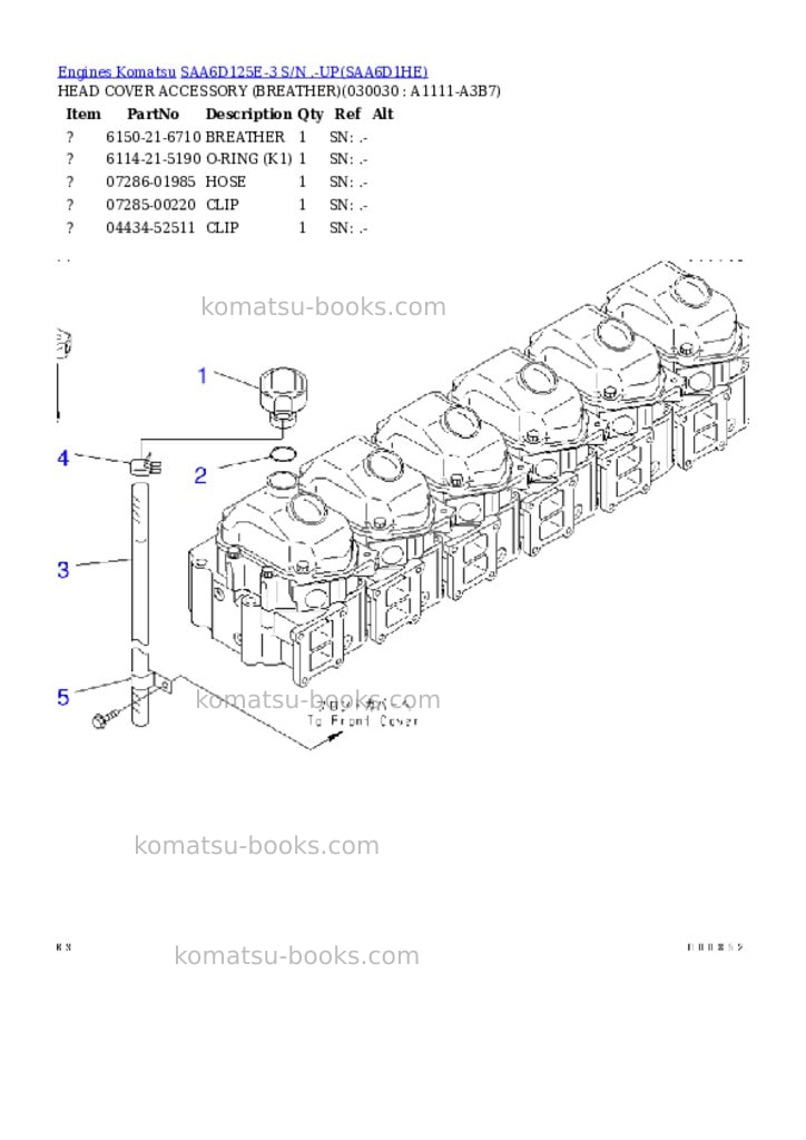 Komatsu saa6d125e-3 s/n .-up Parts catalog cover Page 2