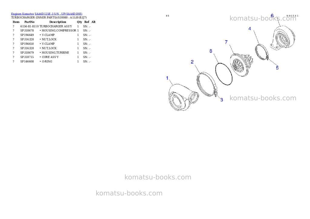 Komatsu saa6d125e-3 s/n .-up Parts catalog cover Page 7