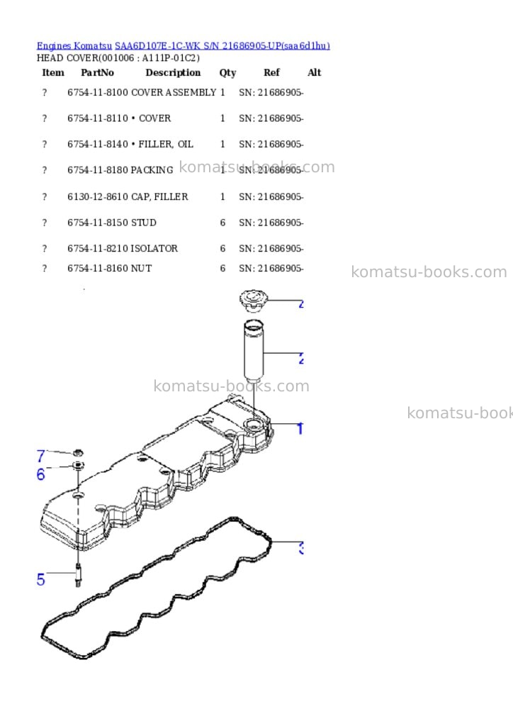 Komatsu saa6d107e-1c-wk s/n 21686905-up Parts catalog cover Page 5