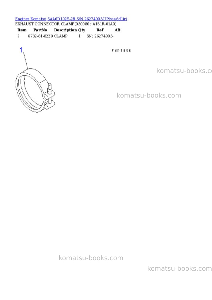 Komatsu saa6d102e-2b s/n 26274903-up Parts catalog cover Page 7