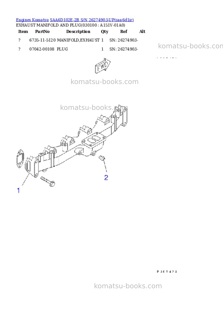 Komatsu saa6d102e-2b s/n 26274903-up Parts catalog cover Page 9
