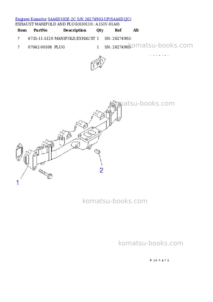 Komatsu saa6d102e-2c s/n 26274903-up Parts catalog cover Page 9