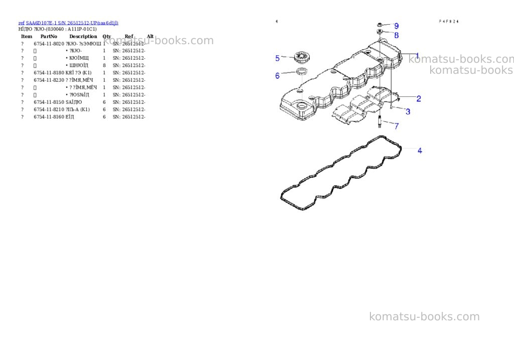 Komatsu saa6d107e-1 s/n 26512512-up Parts catalog cover Page 3 Komatsu saa6d107e-1 s/n 26512512-up Parts catalog cover Page 3