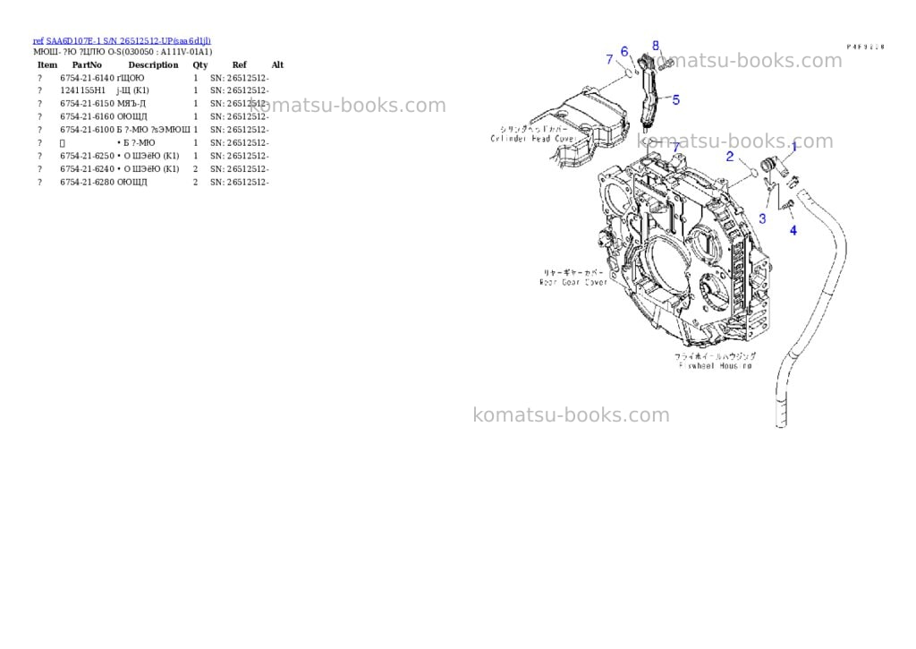 Komatsu saa6d107e-1 s/n 26512512-up Parts catalog cover Page 4 Komatsu saa6d107e-1 s/n 26512512-up Parts catalog cover Page 4