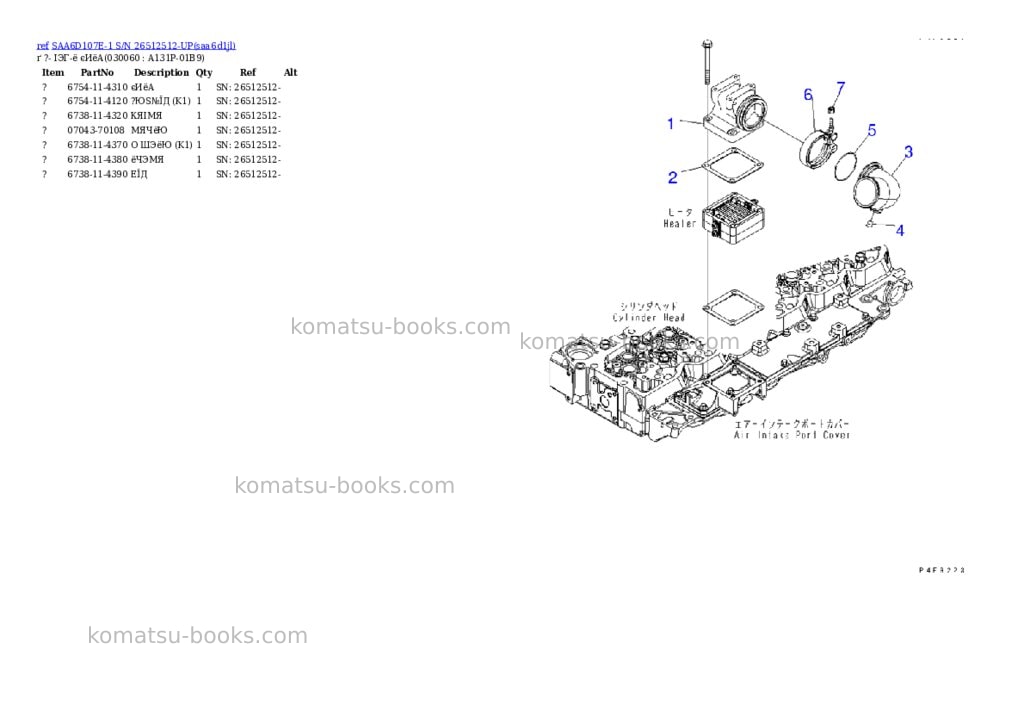 Komatsu saa6d107e-1 s/n 26512512-up Parts catalog cover Page 5 Komatsu saa6d107e-1 s/n 26512512-up Parts catalog cover Page 5