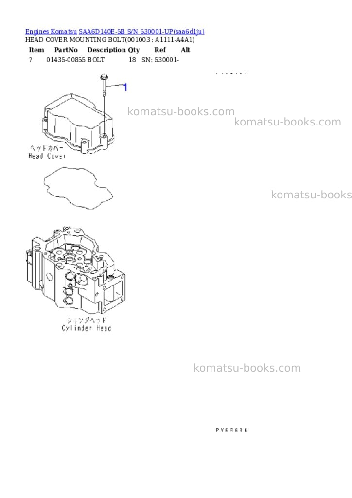Komatsu saa6d140e-5b s/n 530001-up Parts catalog cover Page 2 Komatsu saa6d140e-5b s/n 530001-up Parts catalog cover Page 2