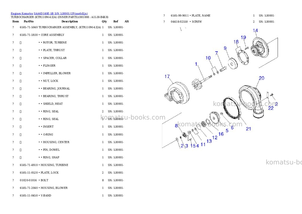 Komatsu saa6d140e-5b s/n 530001-up Parts catalog cover Page 7 Komatsu saa6d140e-5b s/n 530001-up Parts catalog cover Page 7
