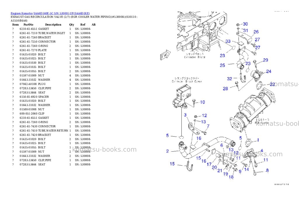 Komatsu saa6d140e-5c s/n 530001-up Parts catalog cover Page 10 Komatsu saa6d140e-5c s/n 530001-up Parts catalog cover Page 10