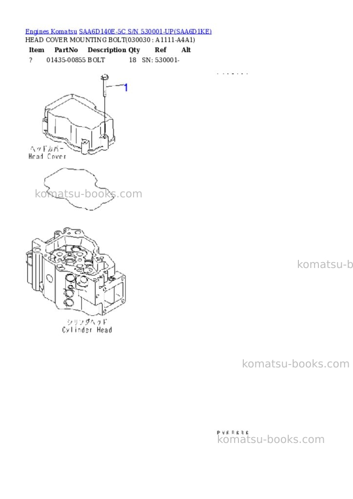 Komatsu saa6d140e-5c s/n 530001-up Parts catalog cover Page 2 Komatsu saa6d140e-5c s/n 530001-up Parts catalog cover Page 2