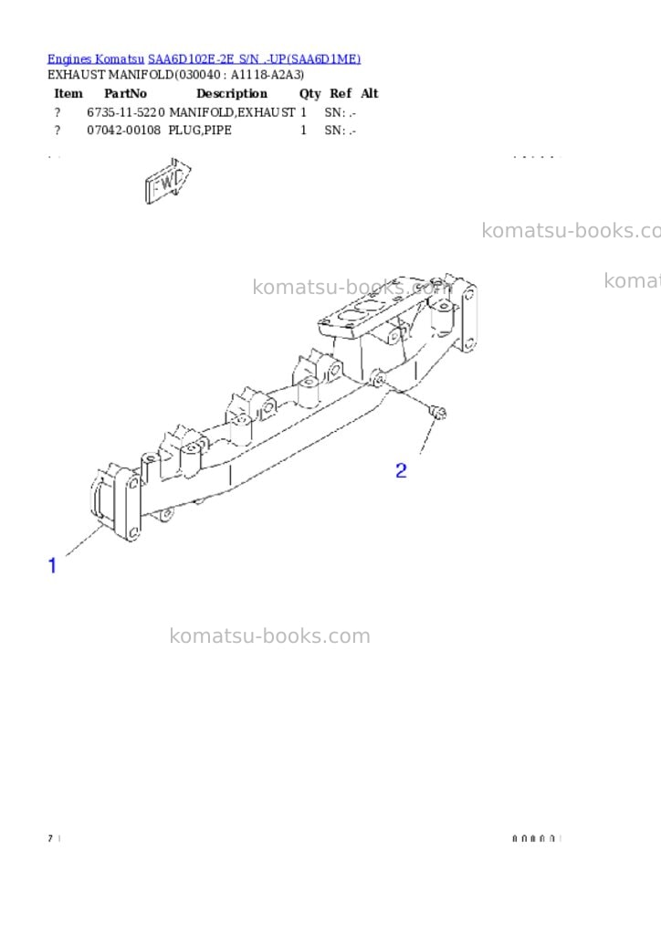 Komatsu SAA6D102E-2E S/N .-UP Parts catalog cover Page 3 Komatsu SAA6D102E-2E S/N .-UP Parts catalog cover Page 3