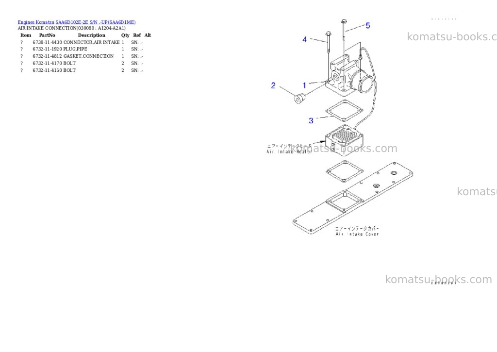 Komatsu SAA6D102E-2E S/N .-UP Parts catalog cover Page 7 Komatsu SAA6D102E-2E S/N .-UP Parts catalog cover Page 7