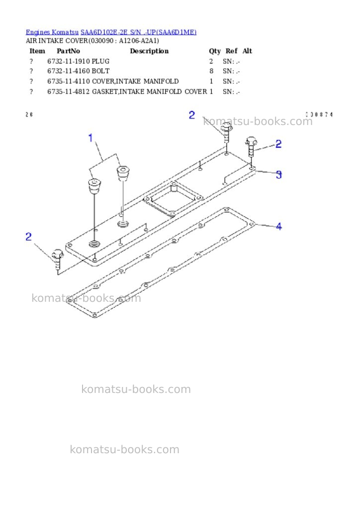Komatsu SAA6D102E-2E S/N .-UP Parts catalog cover Page 8 Komatsu SAA6D102E-2E S/N .-UP Parts catalog cover Page 8