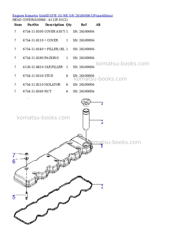 Komatsu saa6d107e-1g-wk s/n 26500006-up Parts catalog cover Page 3