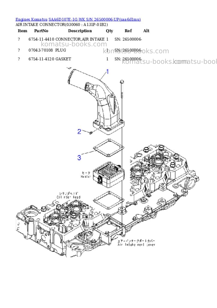 Komatsu saa6d107e-1g-wk s/n 26500006-up Parts catalog cover Page 5