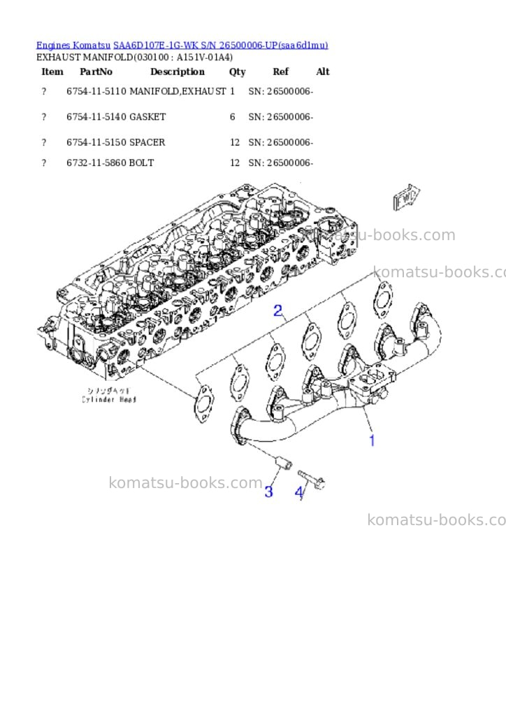 Komatsu saa6d107e-1g-wk s/n 26500006-up Parts catalog cover Page 9