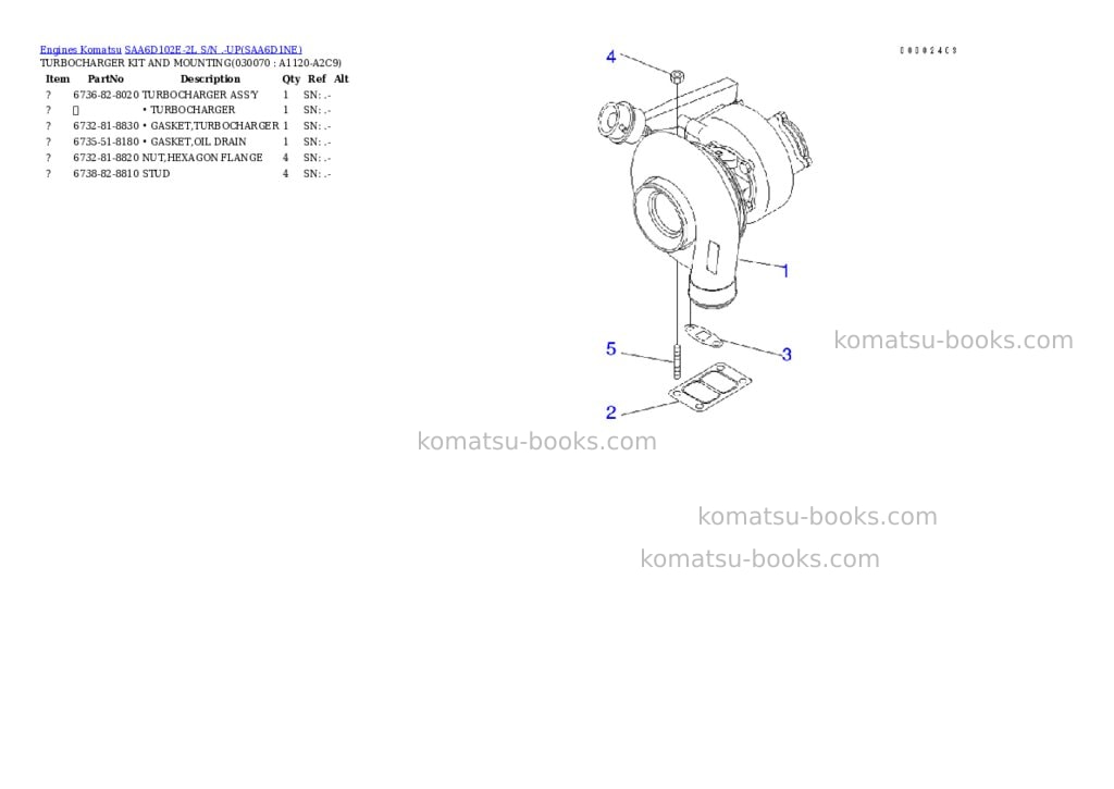 Komatsu saa6d102e-2l s/n .-up Parts catalog cover Page 6 Komatsu saa6d102e-2l s/n .-up Parts catalog cover Page 6