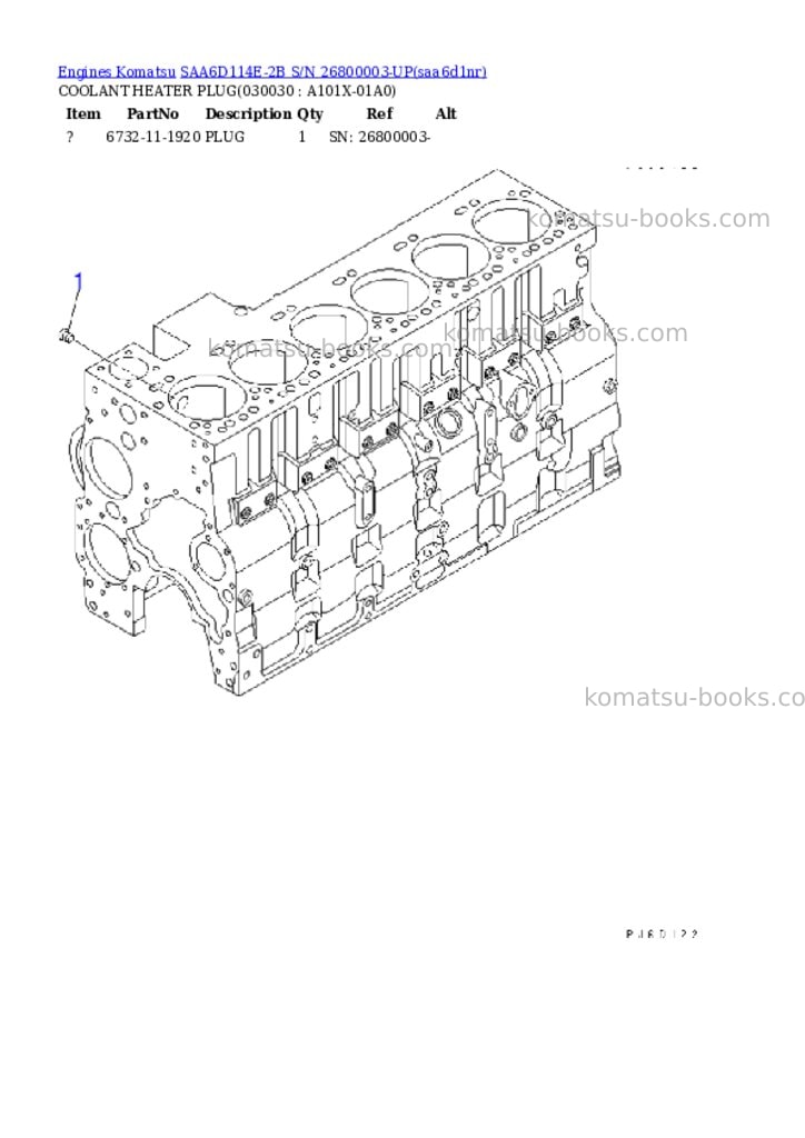 Komatsu saa6d114e-2b s/n 26800003-up Parts catalog cover Page 2