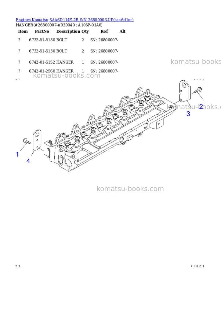 Komatsu saa6d114e-2b s/n 26800003-up Parts catalog cover Page 3