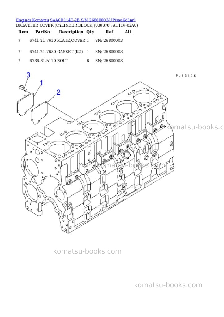 Komatsu saa6d114e-2b s/n 26800003-up Parts catalog cover Page 6