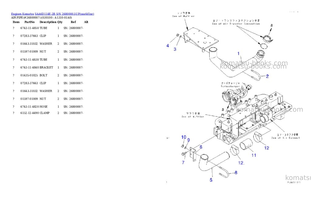 Komatsu saa6d114e-2b s/n 26800003-up Parts catalog cover Page 9