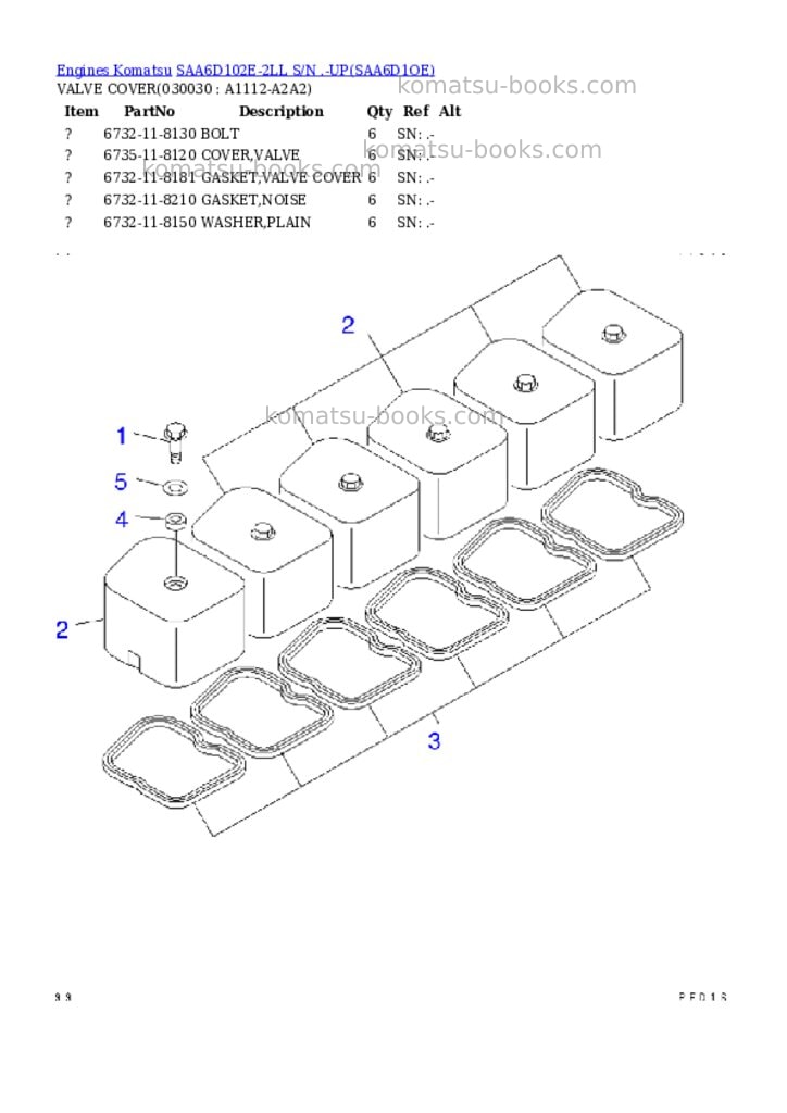 Komatsu saa6d102e-2ll s/n .-up Parts catalog cover Page 2