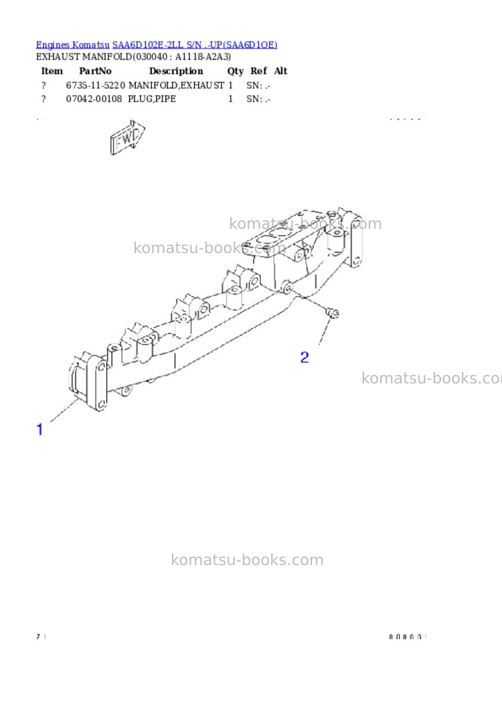 Komatsu saa6d102e-2ll s/n .-up Parts catalog cover Page 3