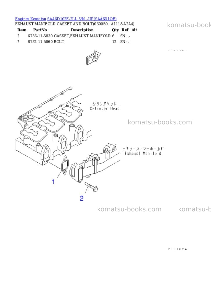 Komatsu saa6d102e-2ll s/n .-up Parts catalog cover Page 4