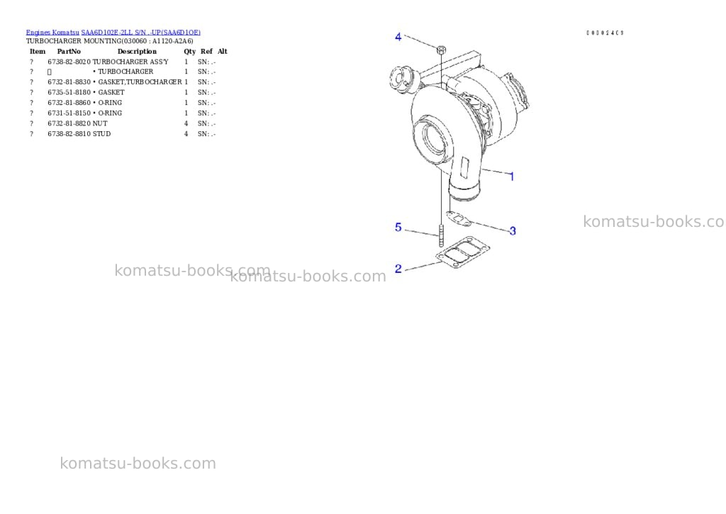 Komatsu saa6d102e-2ll s/n .-up Parts catalog cover Page 5